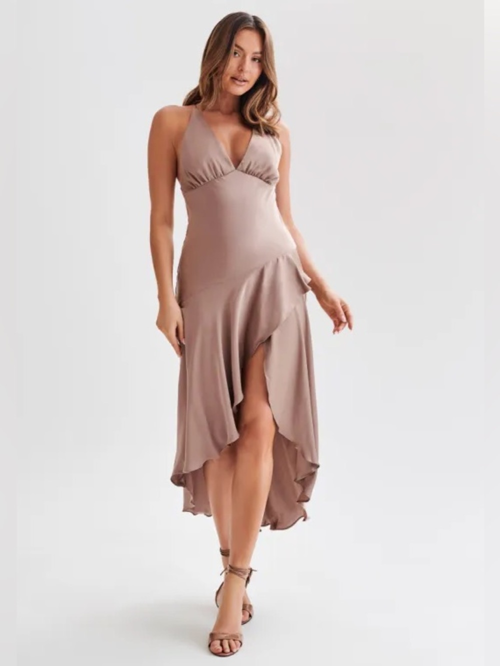 Meshki Casey Satin Midi Dress